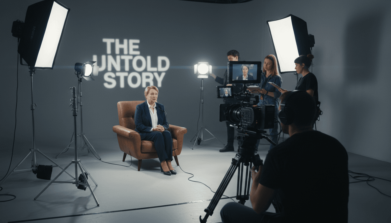 Documentary film crew filming an interview