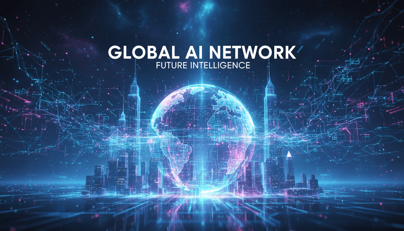 Glowing digital globe with neural network lines representing AI