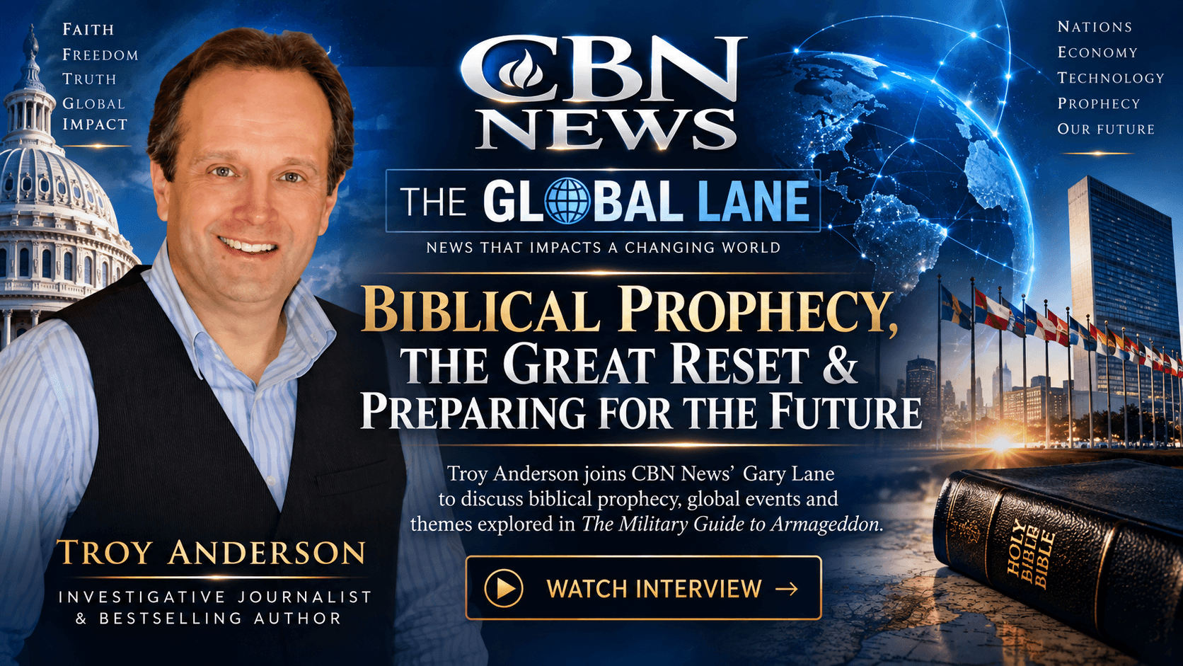Troy Anderson discusses biblical prophecy and global events on CBN News' The Global Lane.