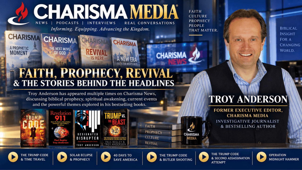 Charisma Media graphic featuring author Troy Anderson and his books on prophecy and revival.